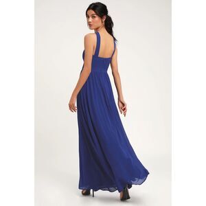 Lulus Air of Romance Royal Blue Maxi Dress Womens XL Brides Maid Lined Formal